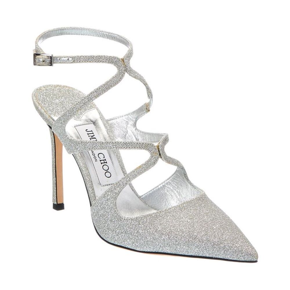 Jimmy Choo Azia 95 Glitter Pump, Silver